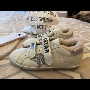 GOLDEN GOOSE
Shearling & Glitter Old School Sneakers